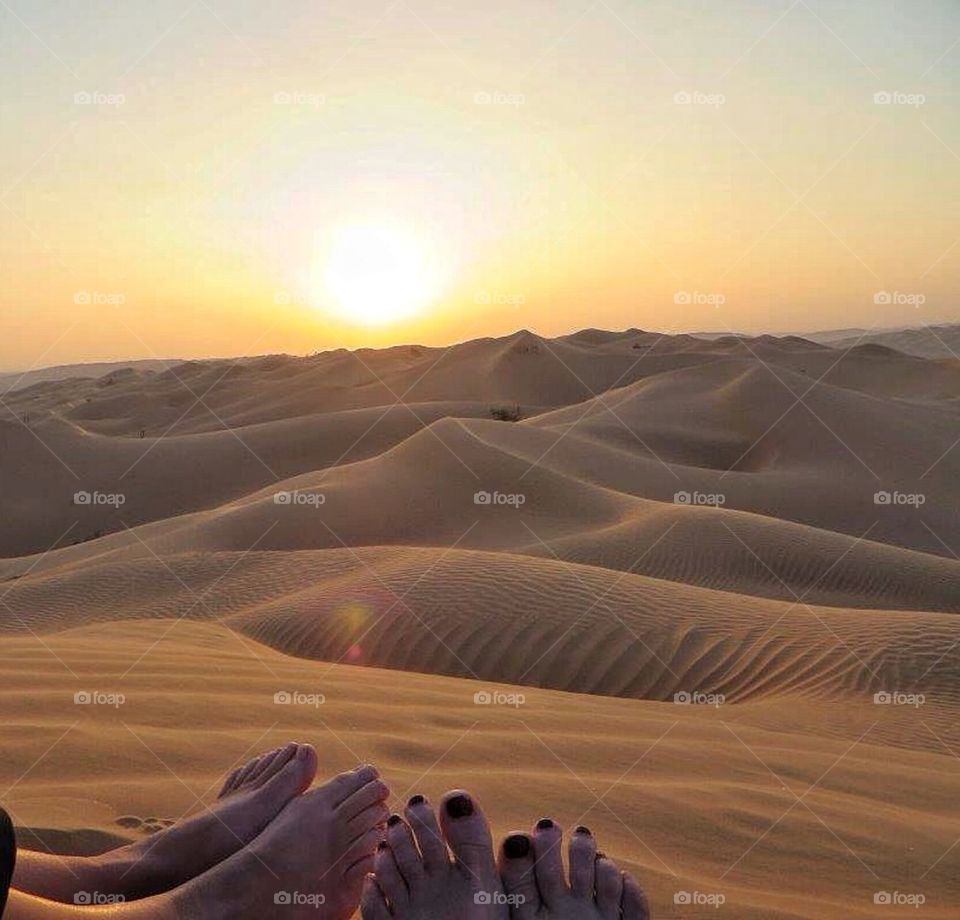 Watching the sun set in the Empty Quarter desert