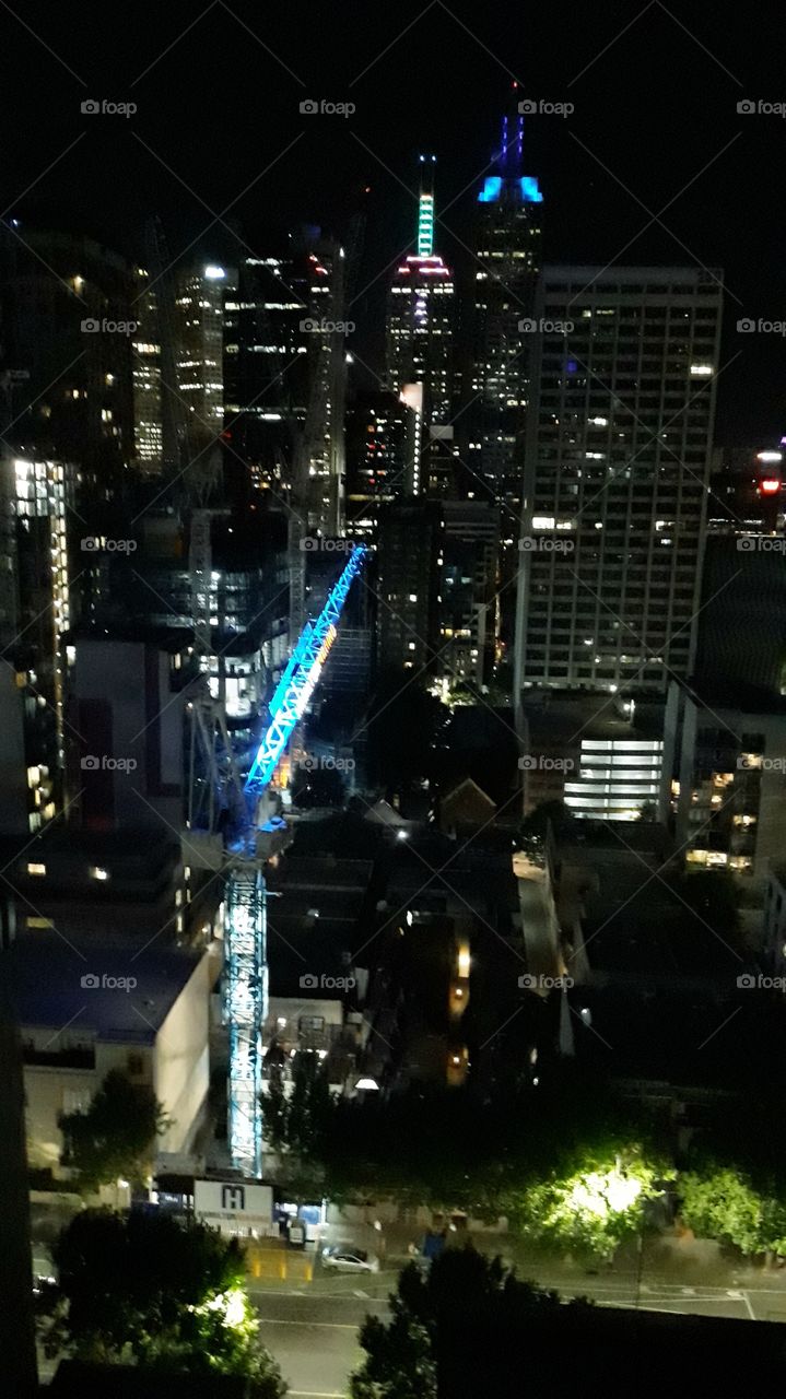 between the building