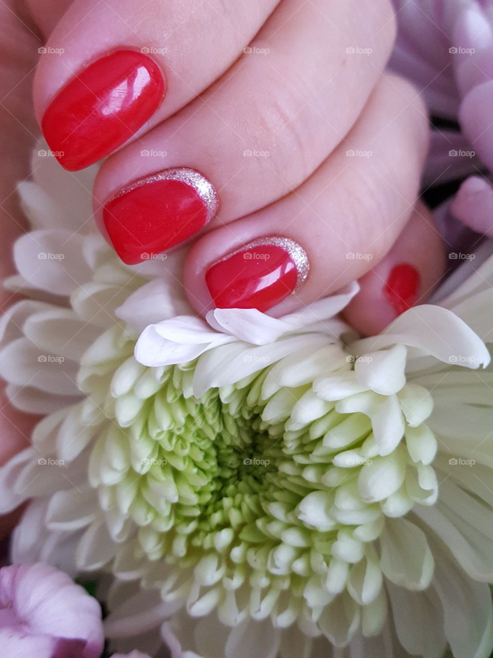 Manicure, silk, nails, hands