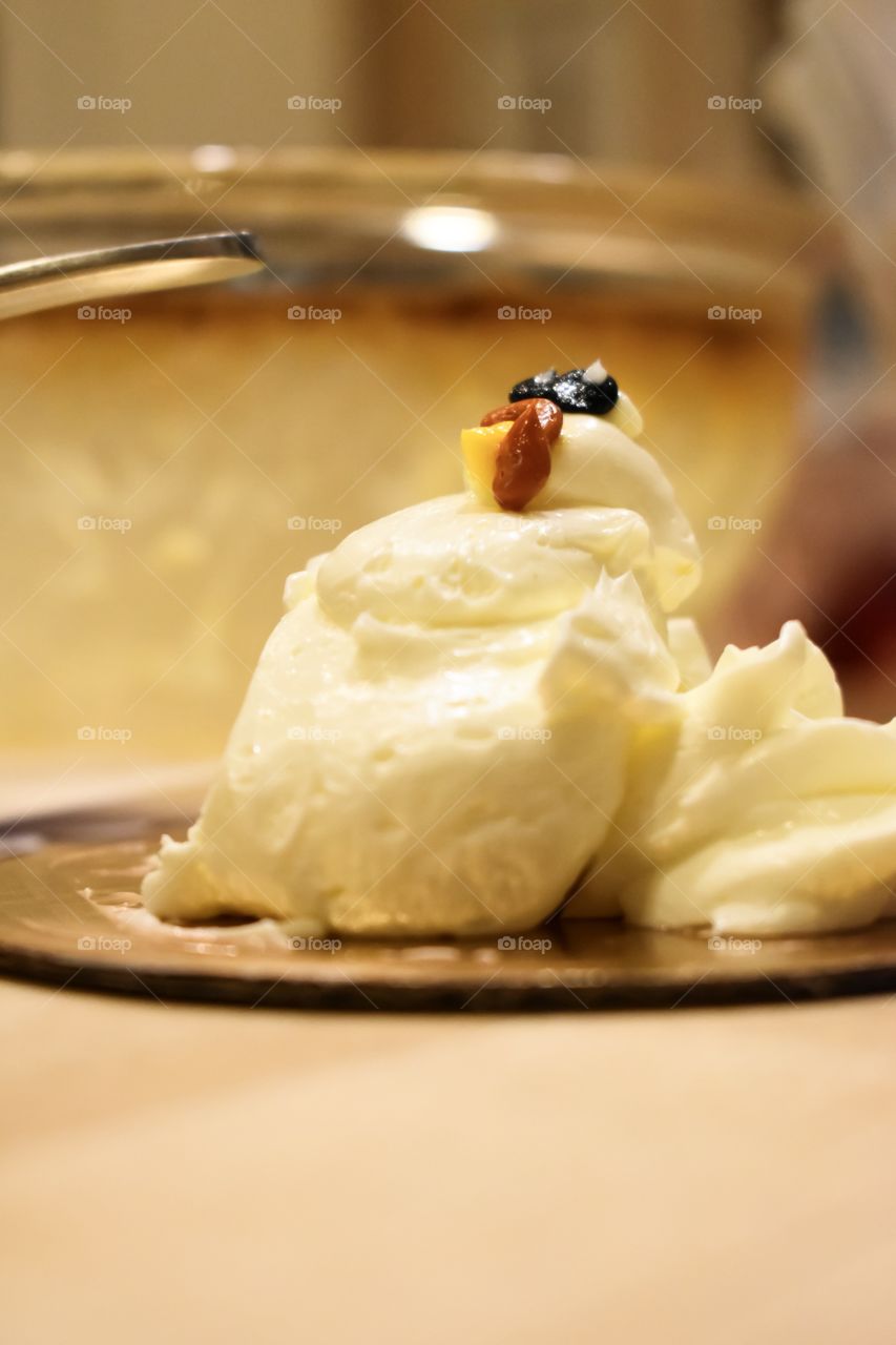 Turkey sculpture made of butter for Thanksgiving dinner 