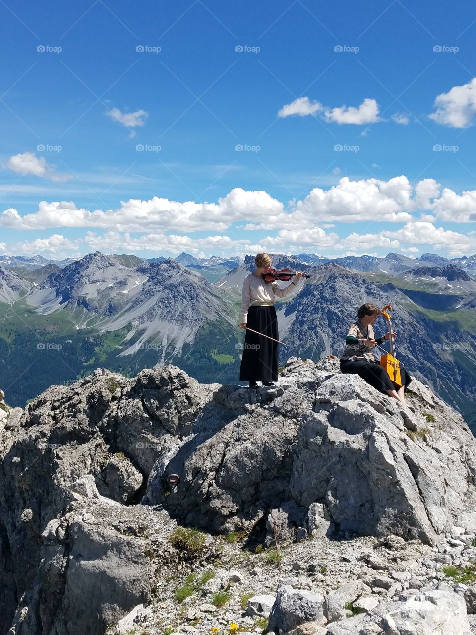 musicians on a mountaintop