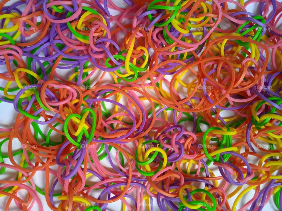 Colourful rubber band.