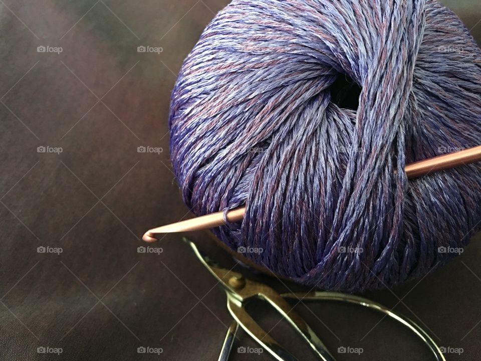 Purple yarn on right 