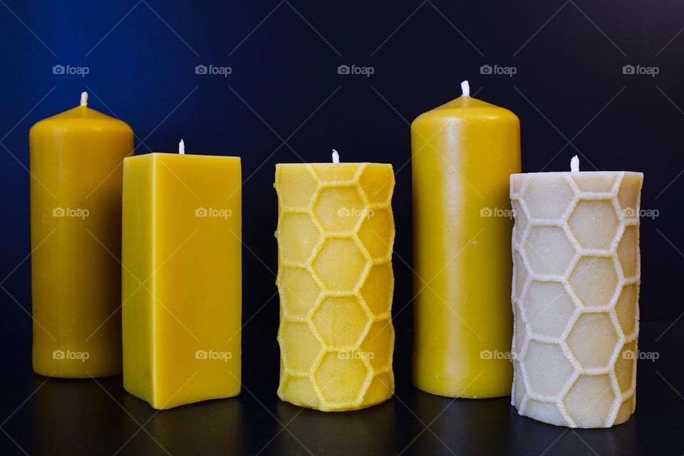 candle on a blue background