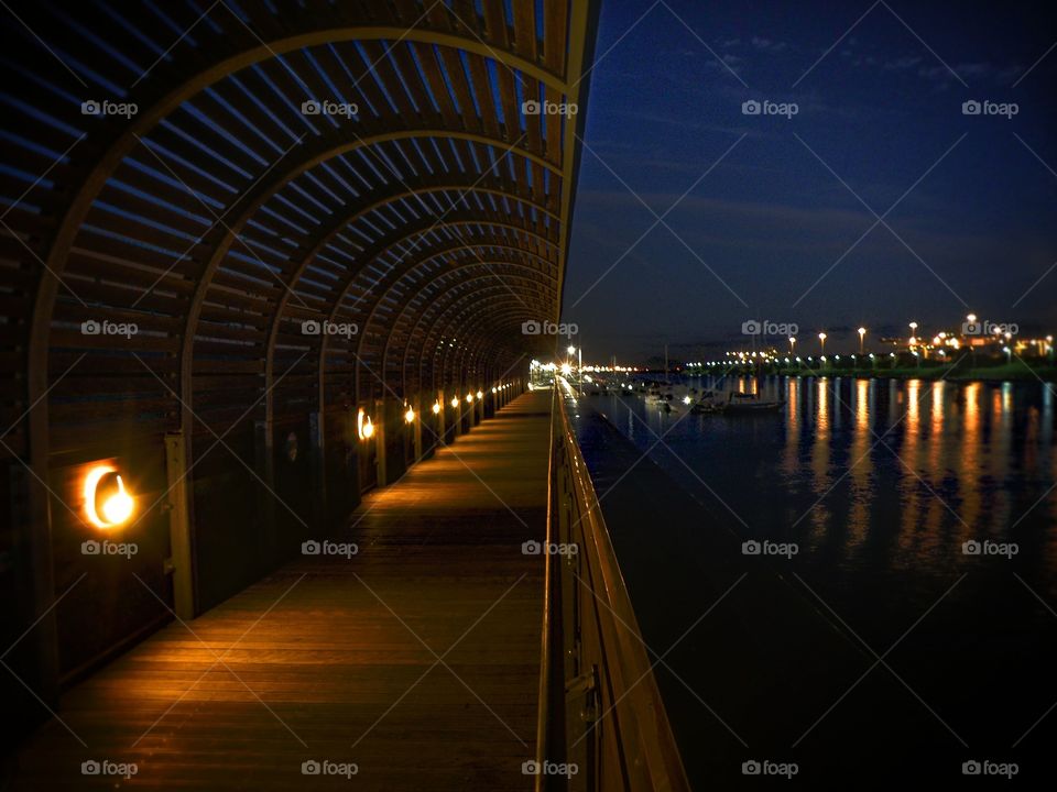 Empty bridge over seascape