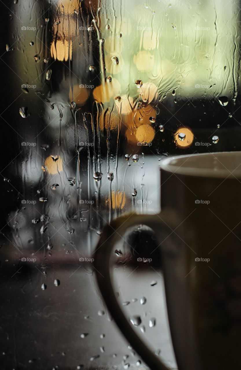 Rain drops on window 