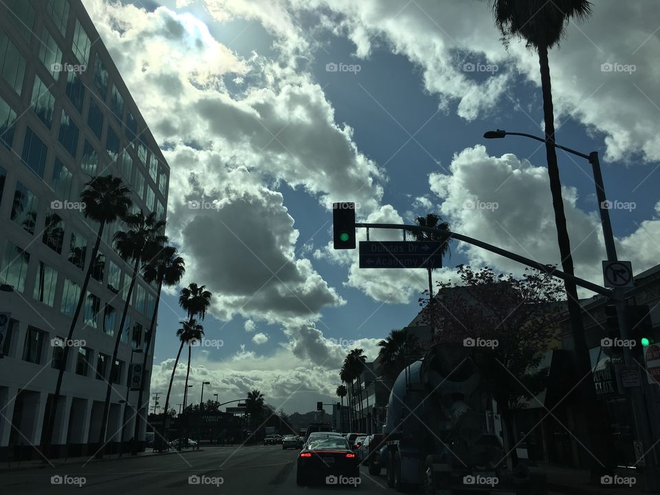 Clouds blocking the sun, in Los Angeles.