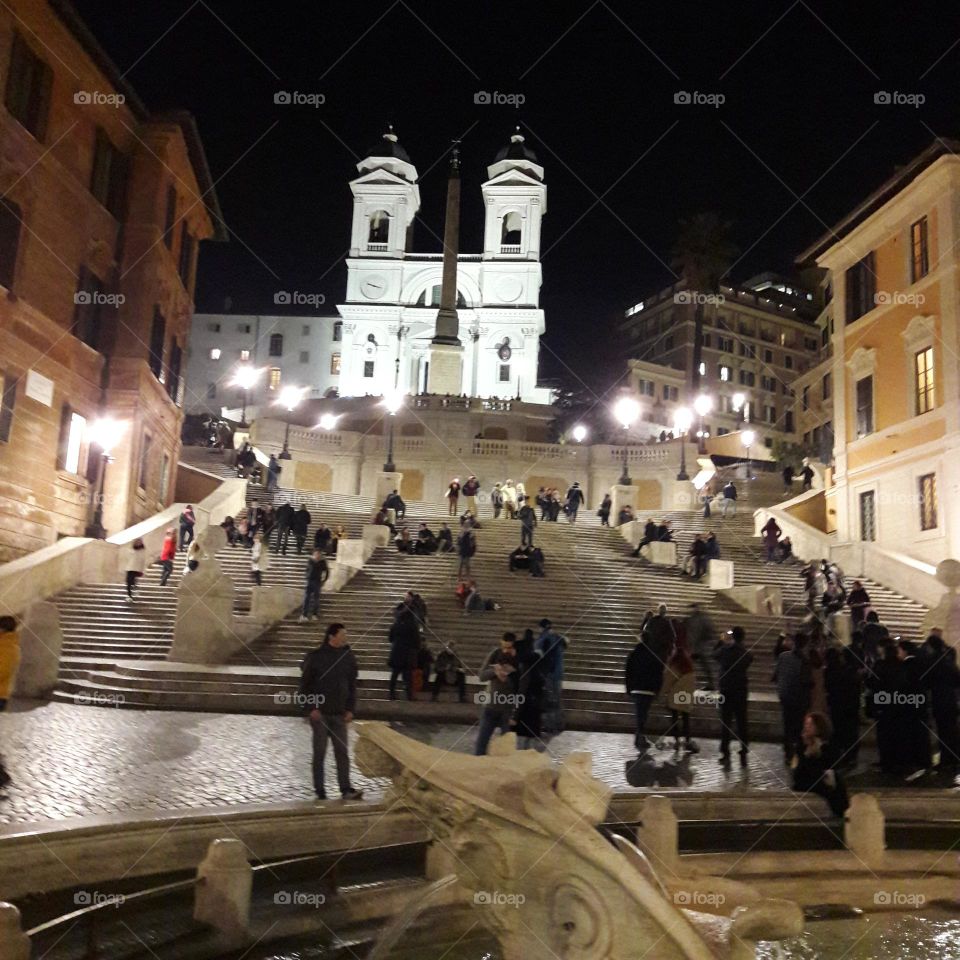Spanish steps illuminated