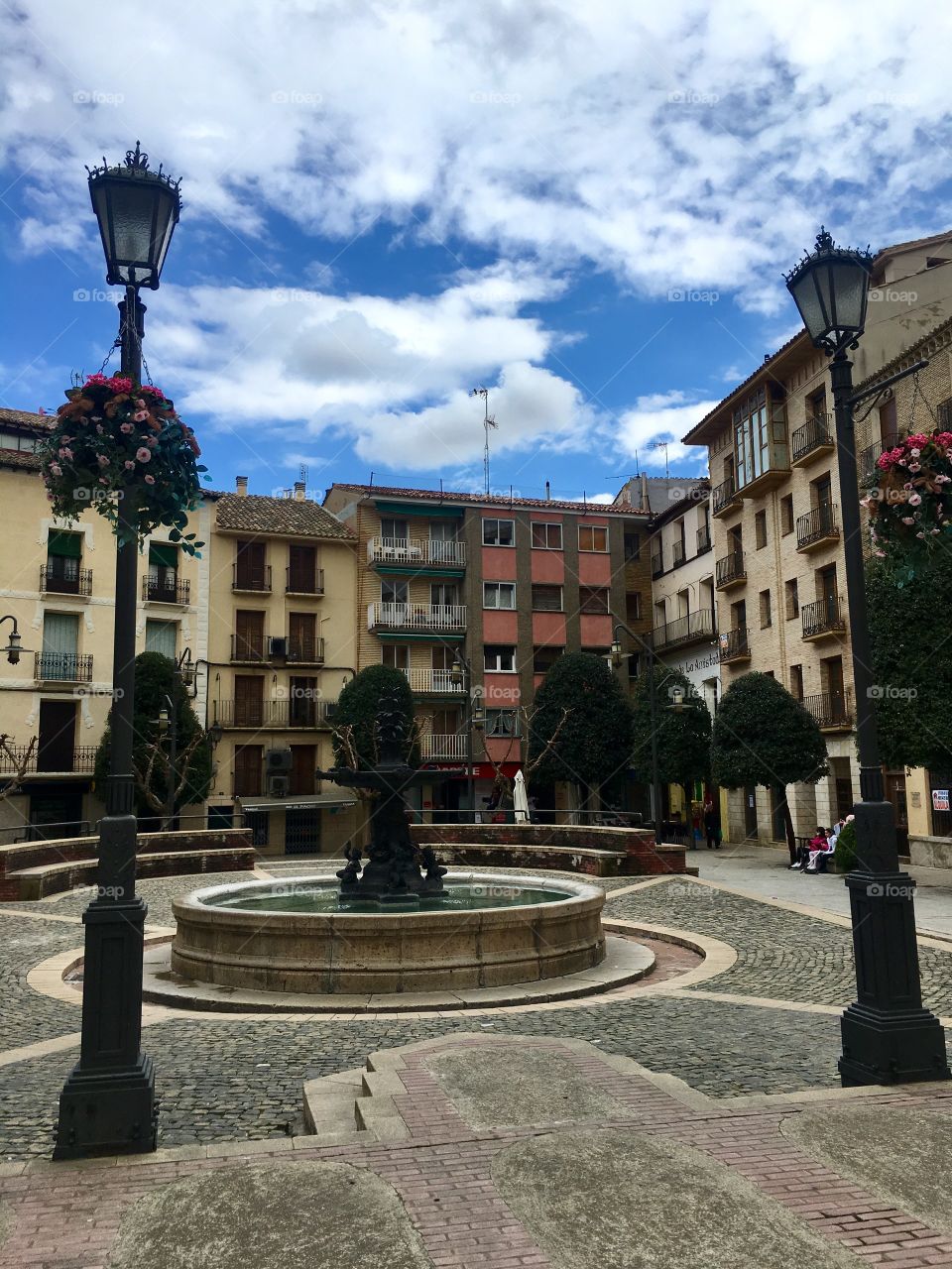 Beautiful European square in the spring time.