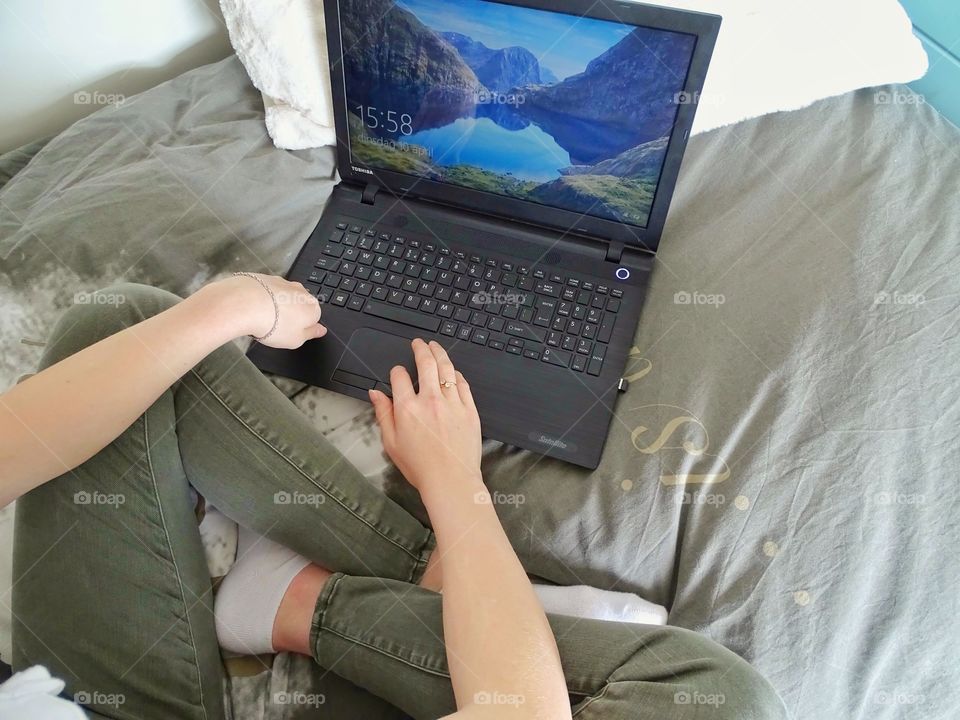 Girl using laptop