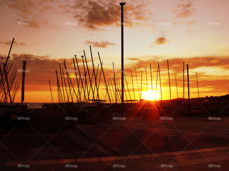 Sunset in Sitges, Spain.