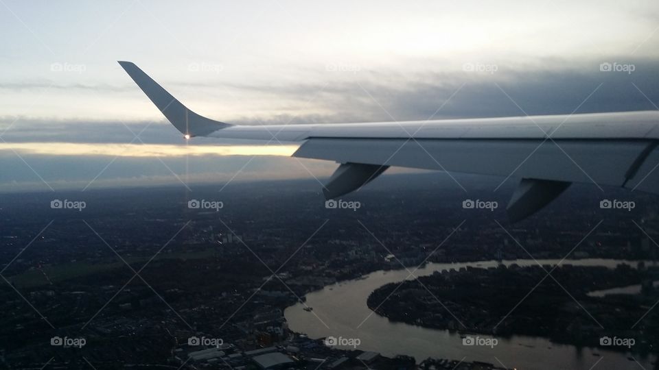 Looking out of plane window