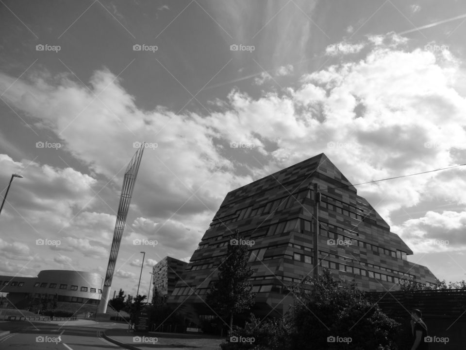 black and white architecture. English modern architecture