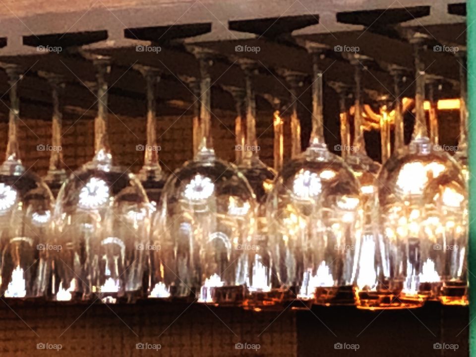 Reflections in wine glasses