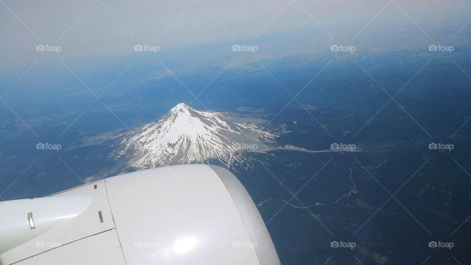 Flying over mountainside