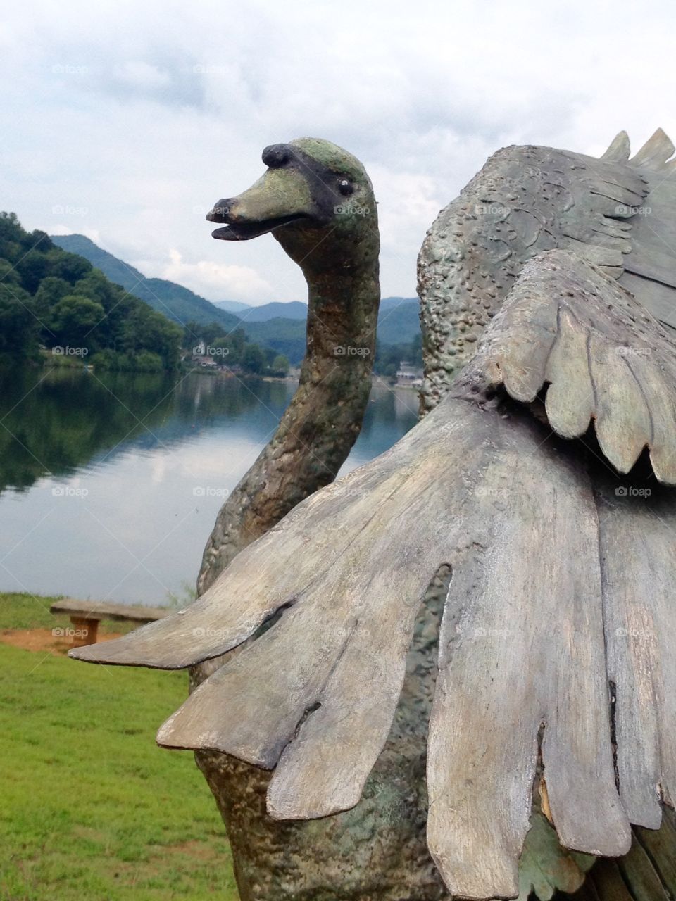 A Swain Stare. Bronze statue of s swain at Lake Junaluska 