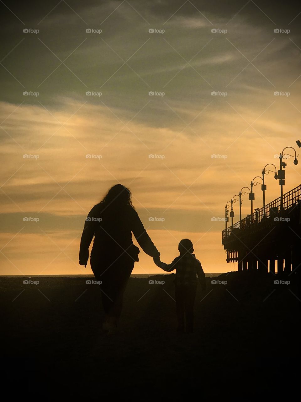 Beach walk at sunset