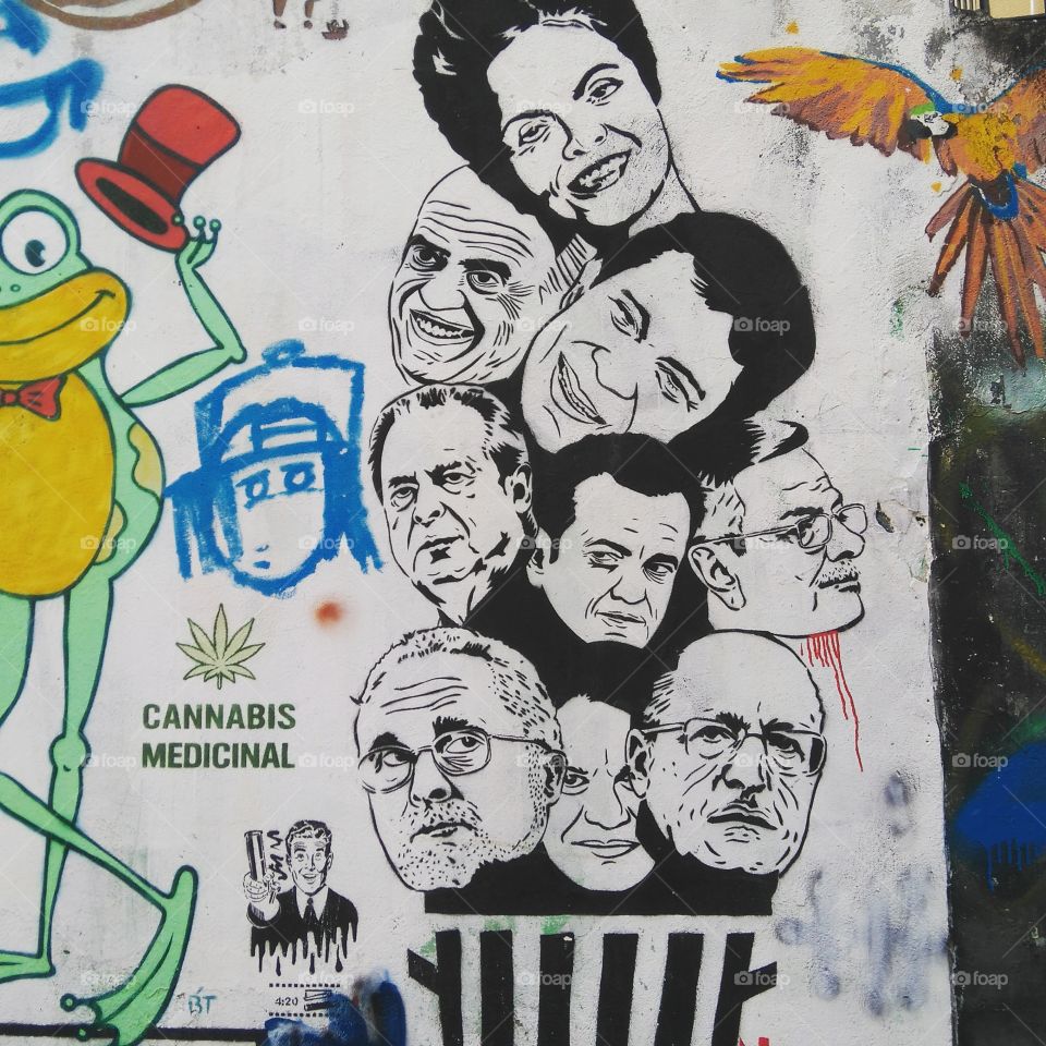 Street Wall art. a little of political criticize at a wall in São Paulo