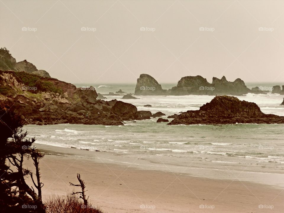 coastal scene with rocks