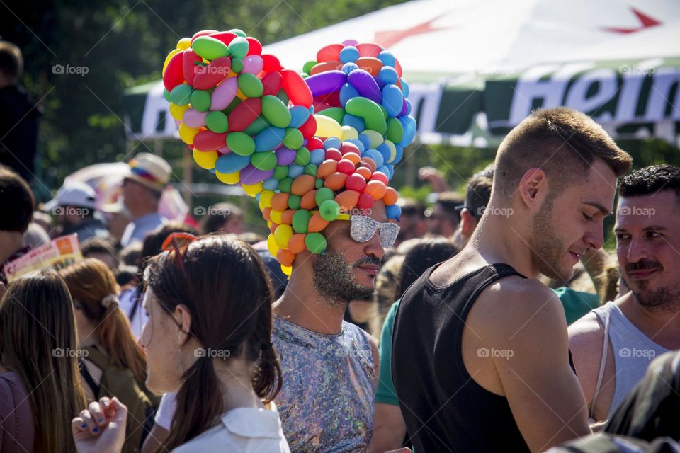 People in the crowd, pride fashion