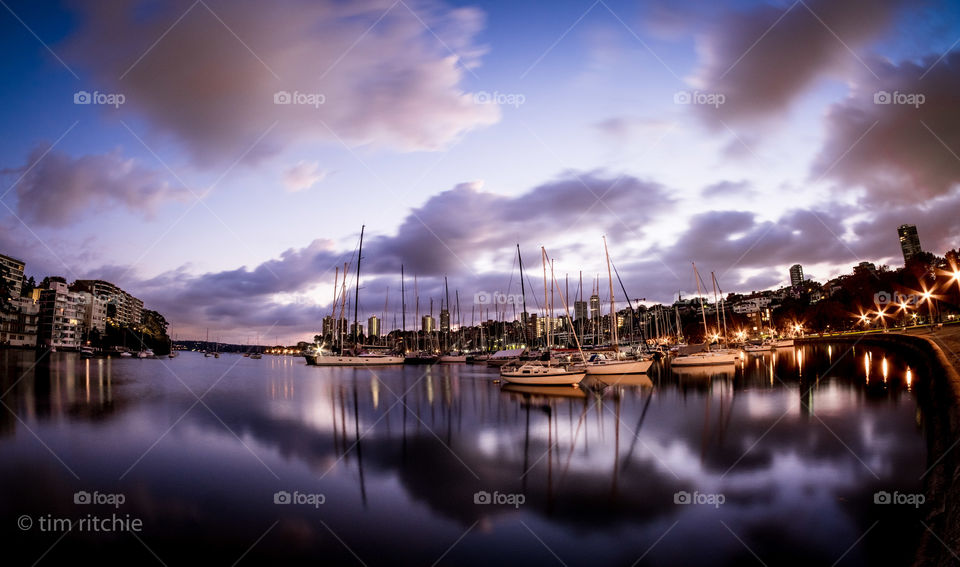 Clouds over Sydney’s Rushcutters Bay at dawn