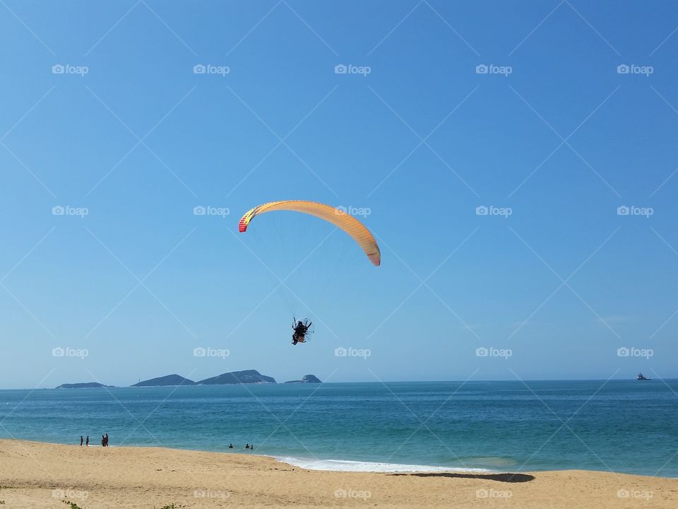 Flying over the beach