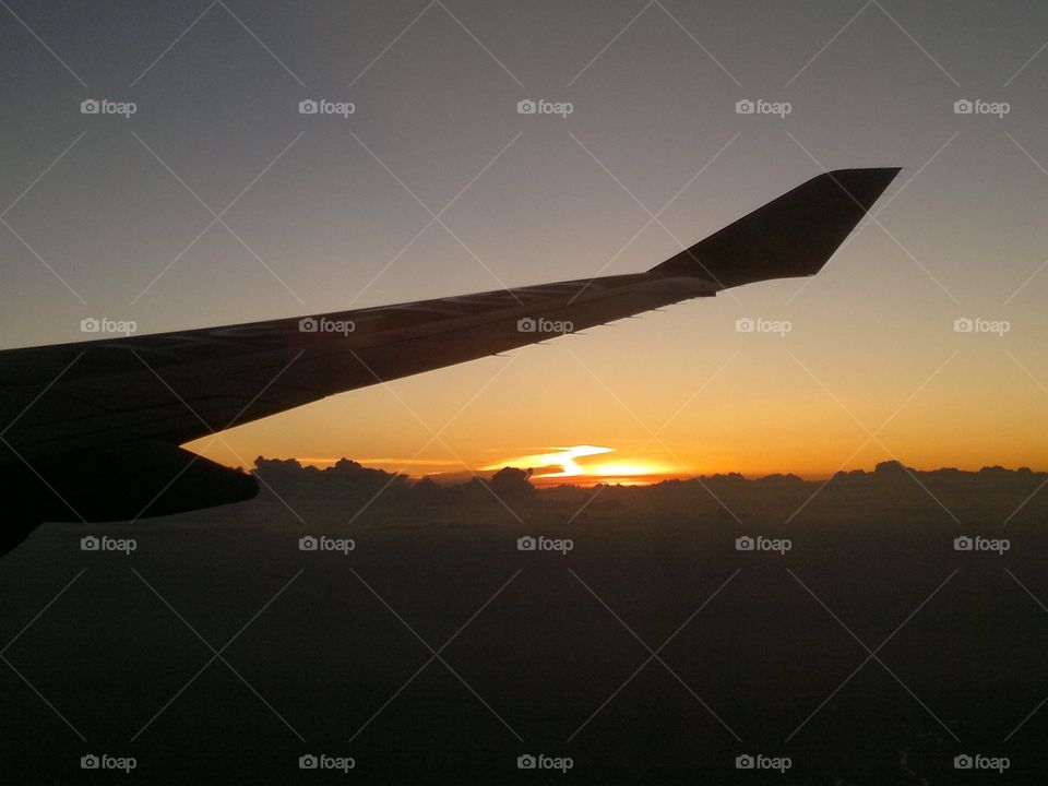 Going home, clear sky with the setting sun