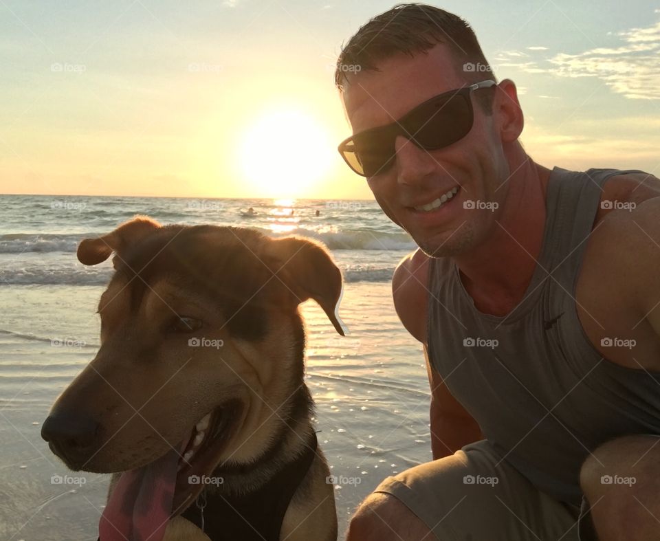 Beach sunset with my dog 