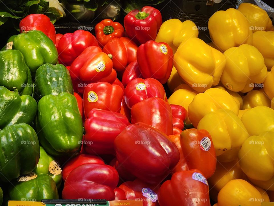 colorful bell pepper selection from local market