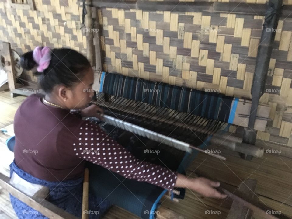 Woman weaving