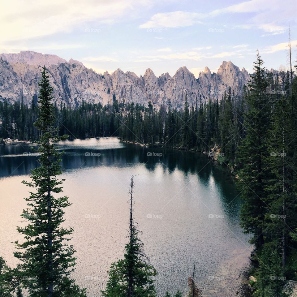 Sawtooth Mountains. Backpacked up a mountain to this lake in 100 degree weather. The view was worth the pain