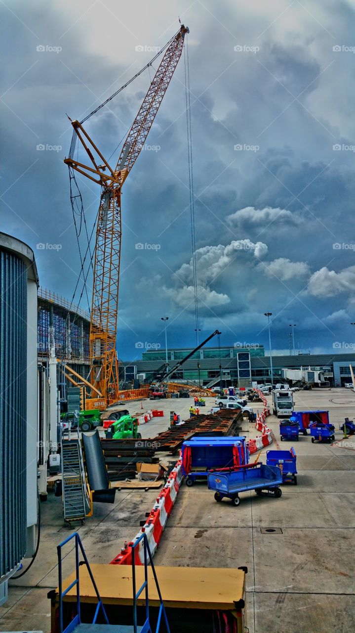 Framework going on at Airport And huge lightning Storm coming Fort Lauderdale airport