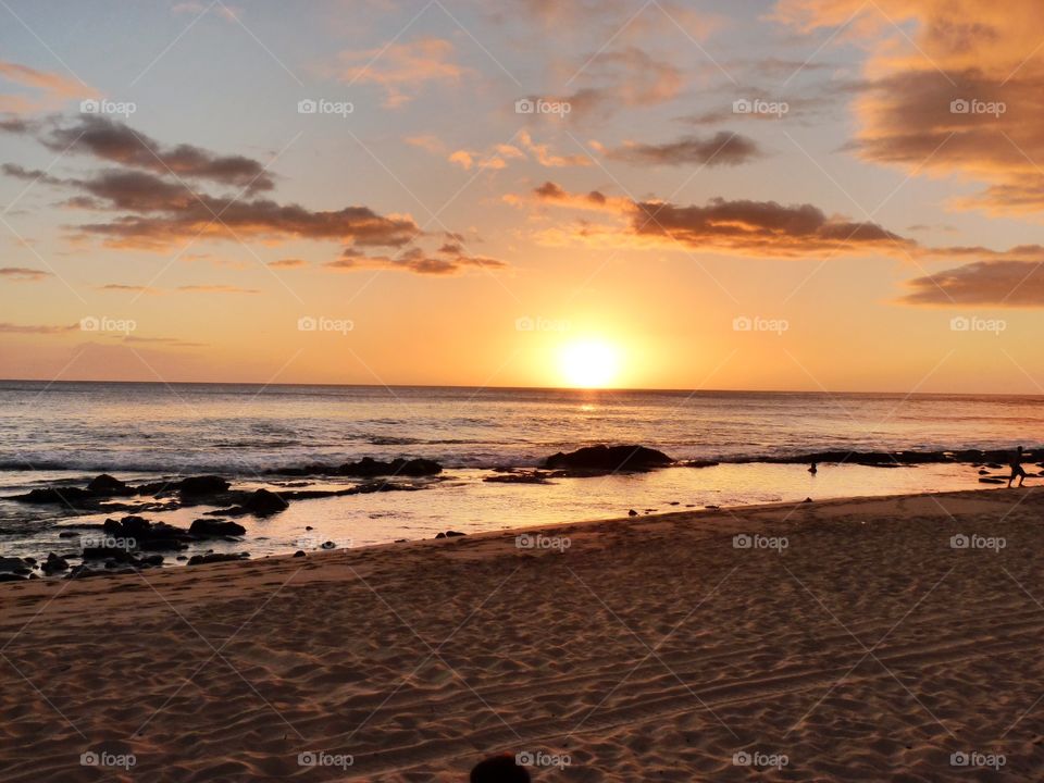 Sunset on Oahu west shore