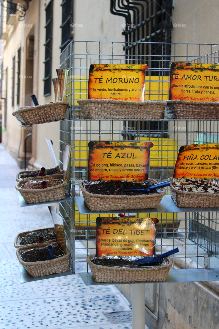 tea, spices, street market, Málaga