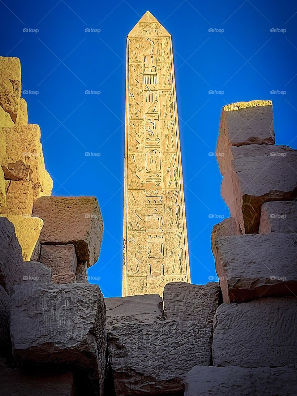 An obelisk at the Luxor Temple, Egypt.