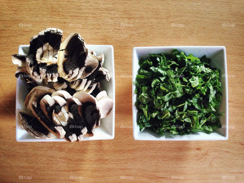 Mushrooms and spinach  
