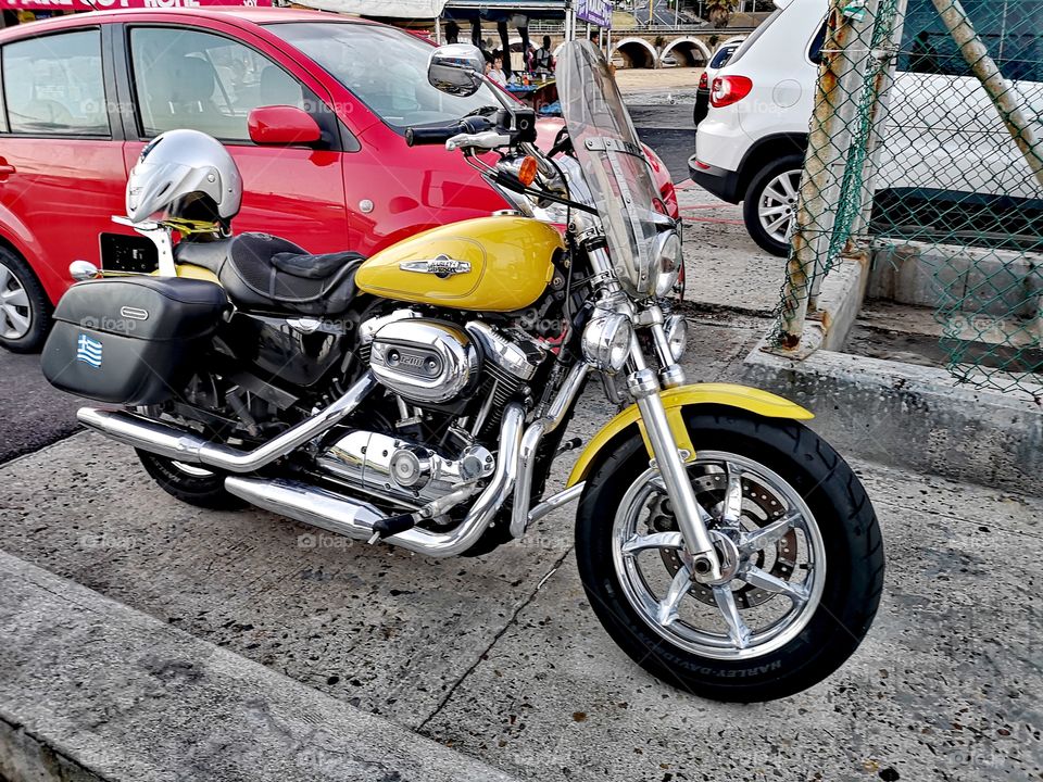 Harley Davidson bike in yellow