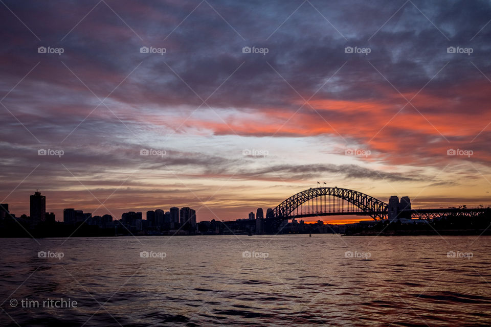 Sydney Harbour and dawn colour