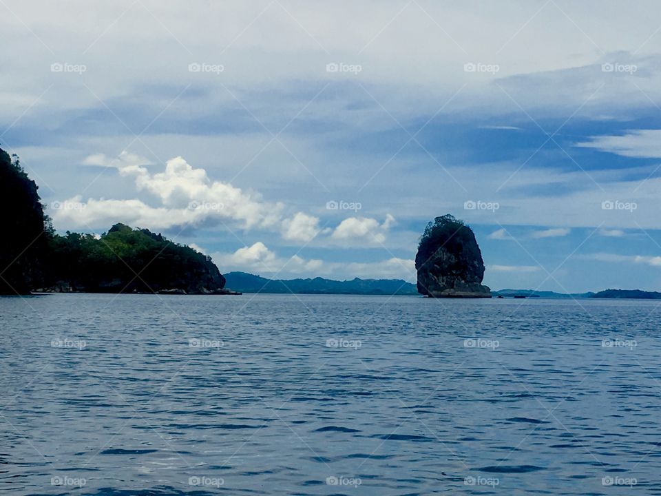 Small mountain islands on the ocean
