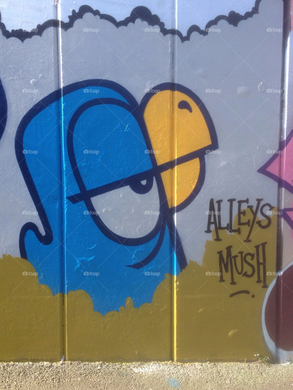 graffiti yellow blue wall by mrbard