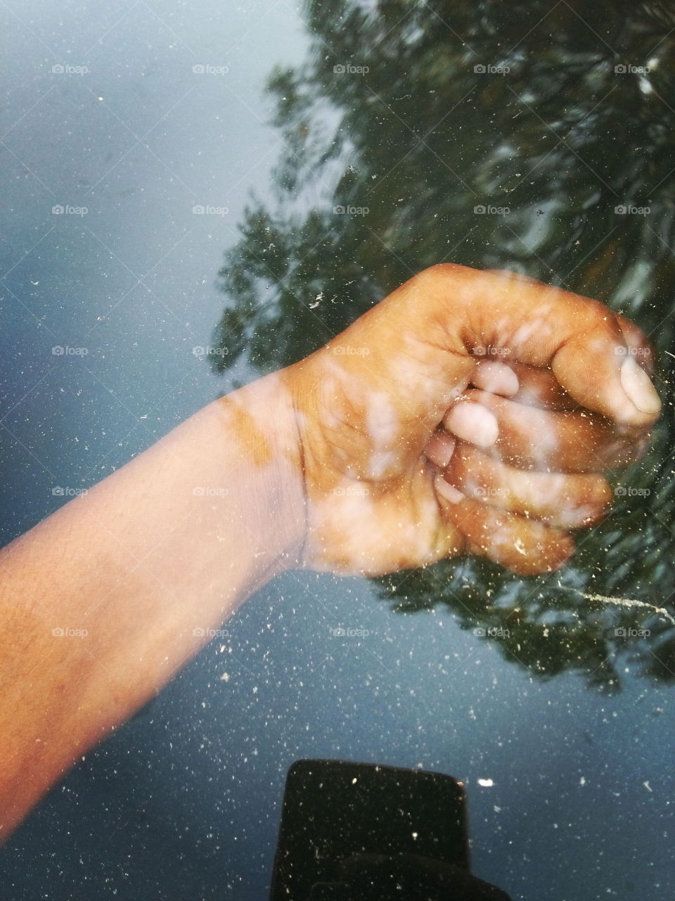 water with hand