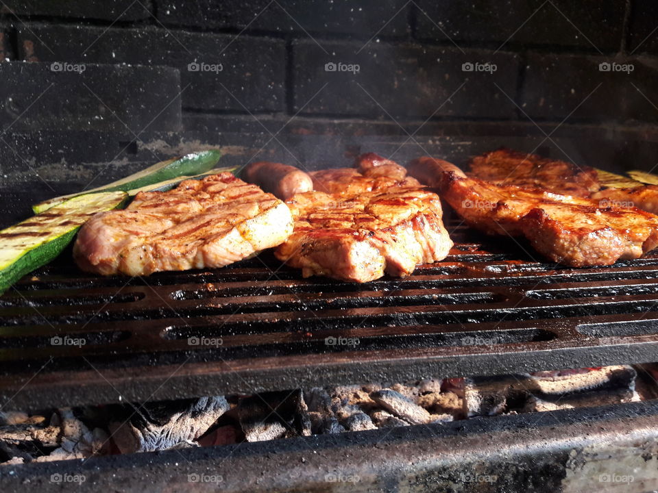 mixed meat on bbq