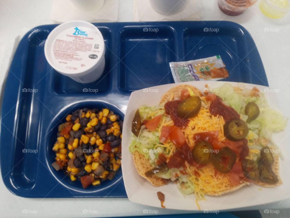 taco salad, bean salad and ice cream, eating good at the senior center. Best cooks in town!