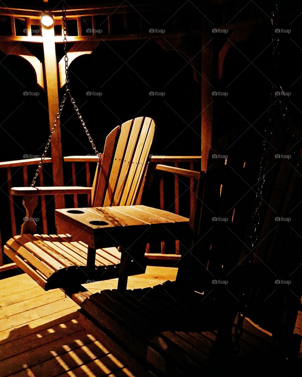 Nighttime view of a gazebo