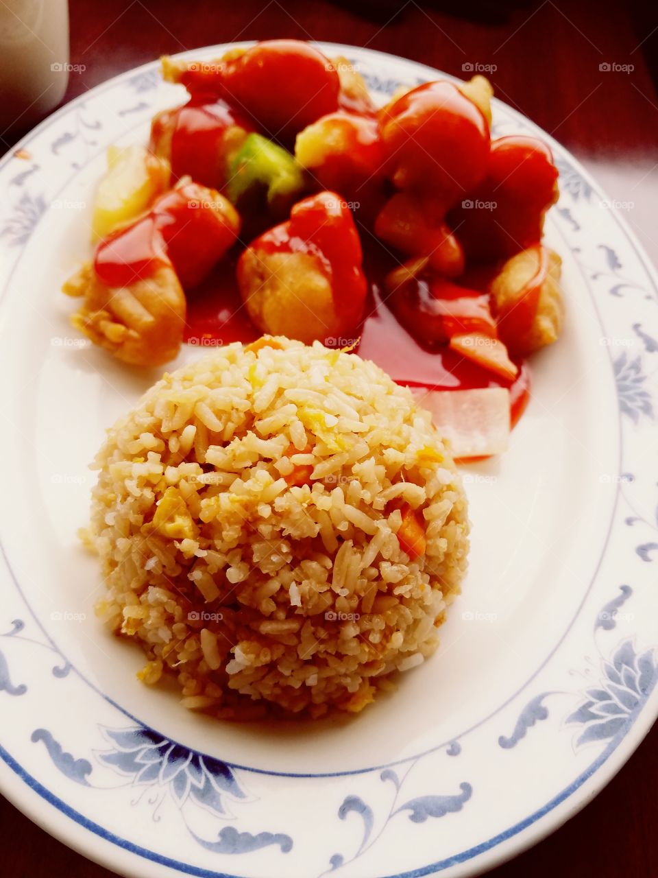 High angle view of rice in plate