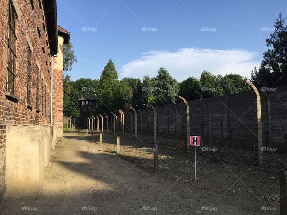 Security fence in the Concentration camp Oswiecim 