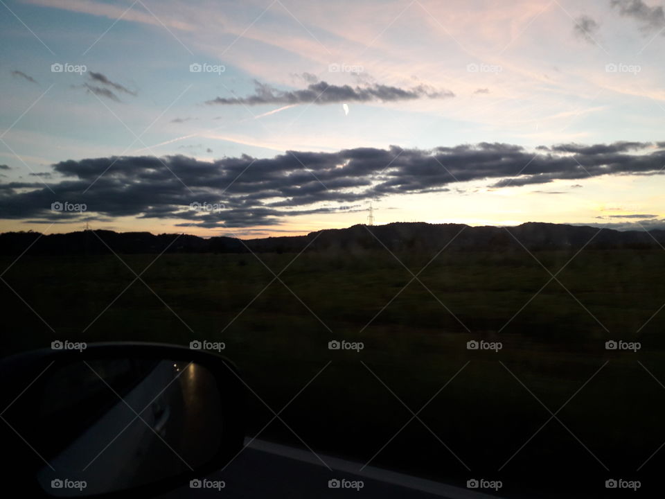 sunset on the highway