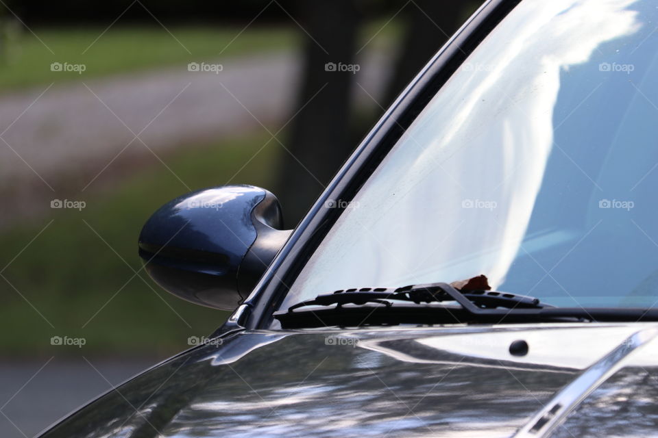 Blue Car Mirror