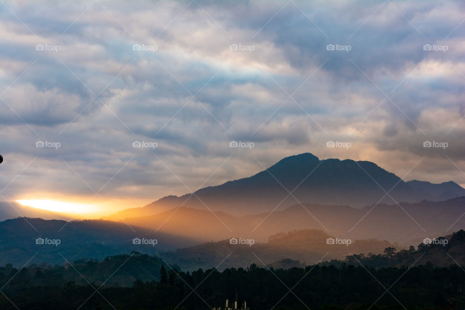 Mountain and the morning sunlight view