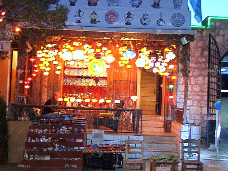 Late night; tea-house in Istanbul, Turkey 